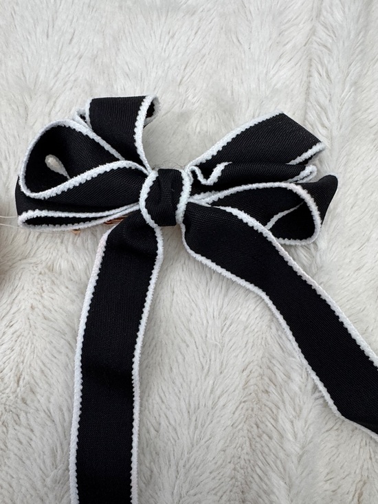 Anthropologie Black and Taupe Ribbon Bow Hair Clip Set - Picture 2 of 4